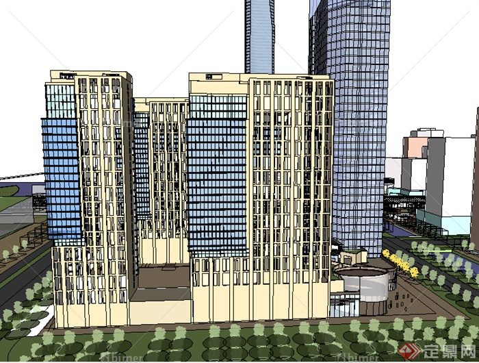 某超高层商业建筑群设计SU模型素材