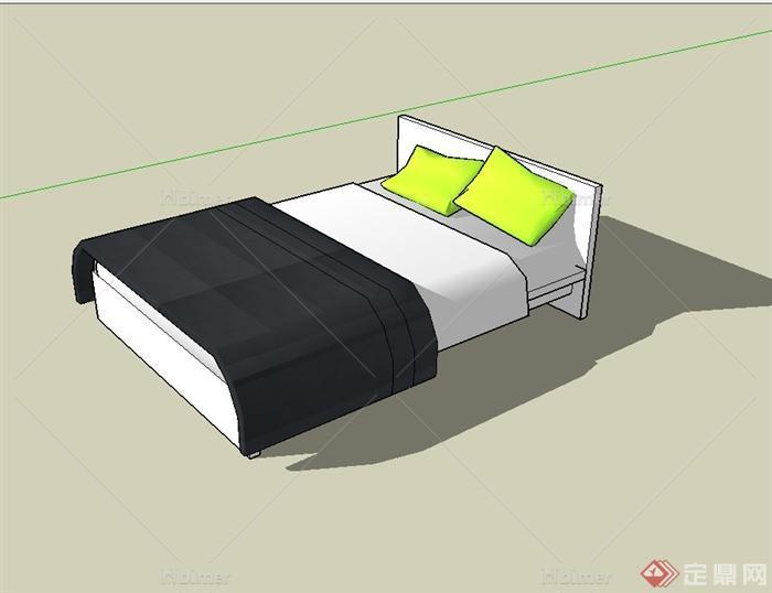 某现代风格室内空间床设计su模型[原创]