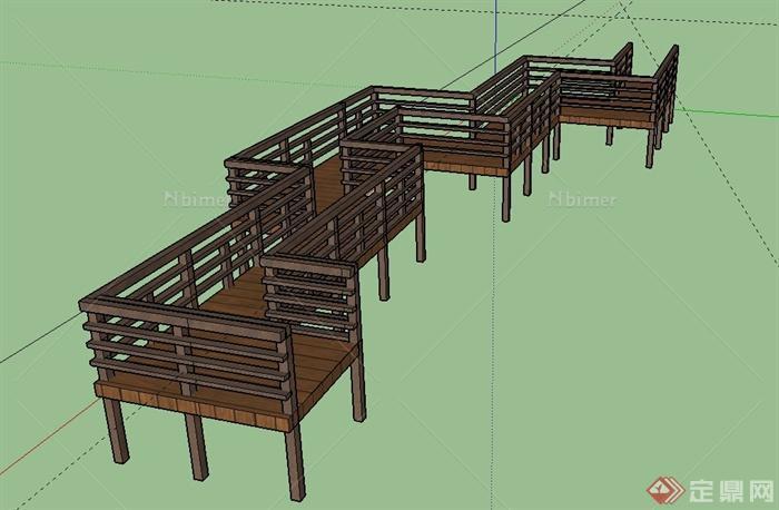 园林景观木栈道设计SU模型