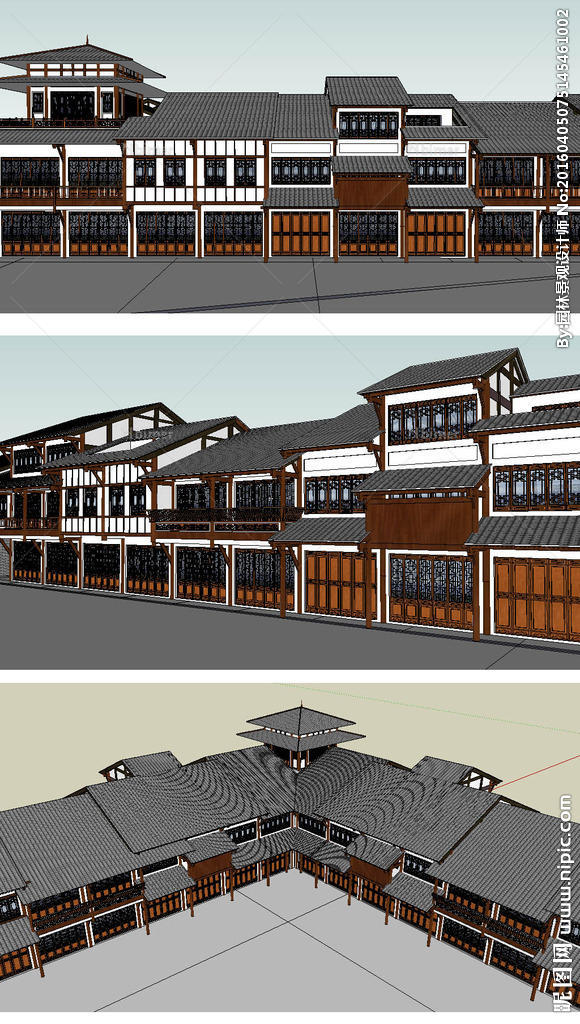 川西民居风格商业建筑草图大师S图片