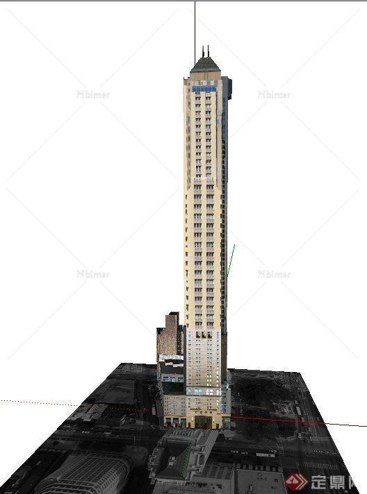 现代某超高层酒店建筑设计SU模型