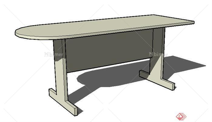 一个现代风格办公桌SU模型素材