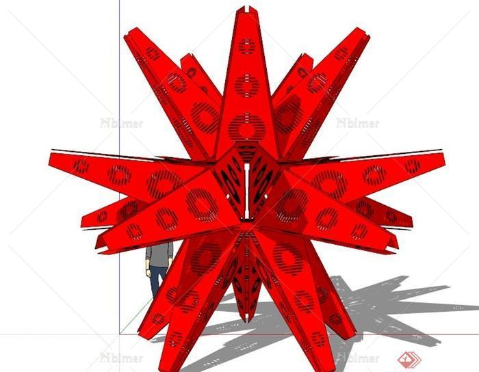 红色镂空抽象雕塑设计SU模型[原创]