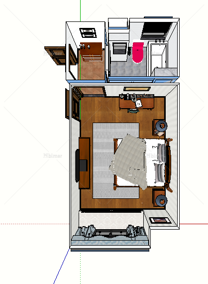 某现代风格完整详细的小型住宅空间设计su模型[原