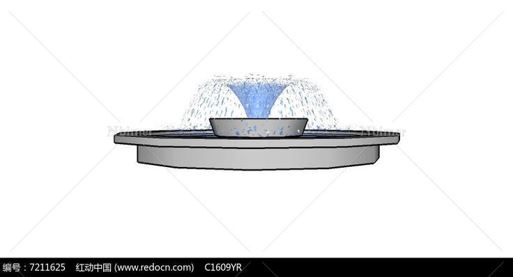 圆形双层喷水池SU模型