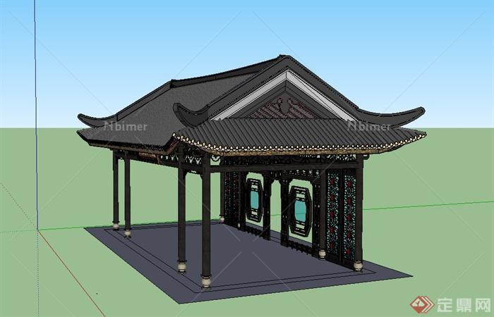 某古典中式岭南景观亭设计SU模型