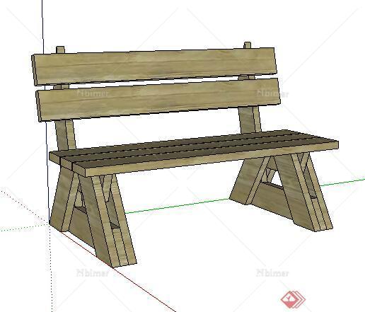 园林景观木质座椅SU模型