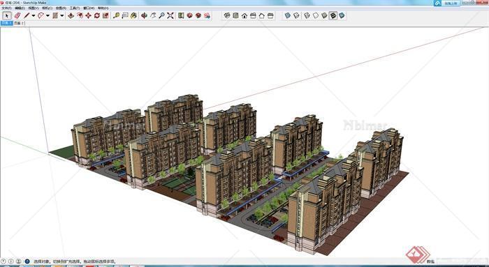 某现代多层住宅建筑设计方案SU模型4