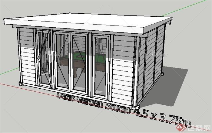 台球室建筑设计su模型