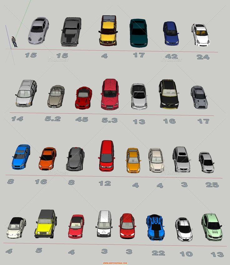 sketchup汽车模型30辆（包含每个模型的平面数量