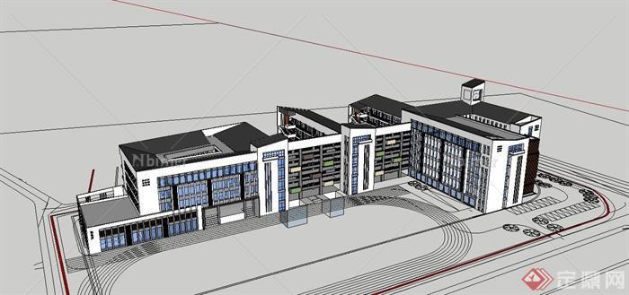 某现代中学学校楼建筑设计su模型