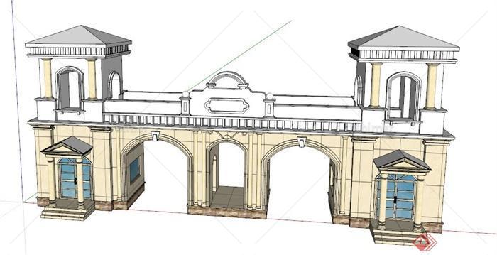 欧式风格某入口大门设计su模型