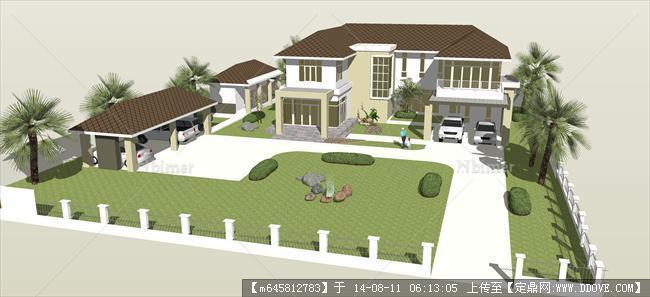 Sketch Up 精品模型---农村小别墅规划设计方案模
