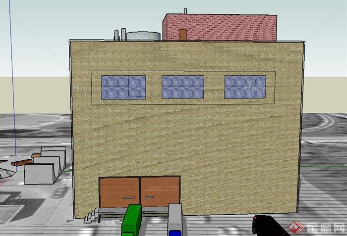 现代某滑板运动场建筑设计SU模型