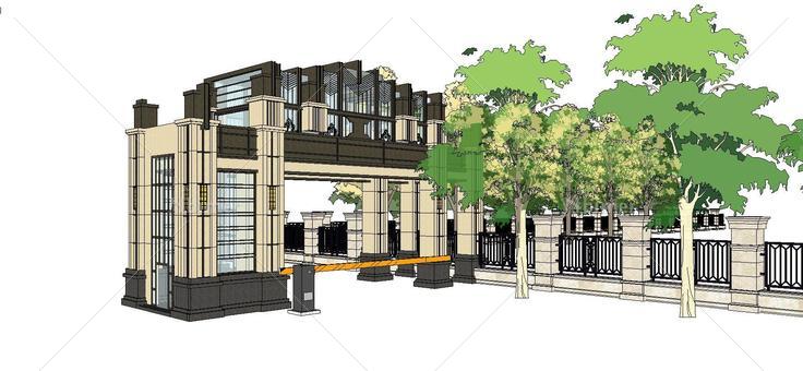 精品小区大门su模型08(140648)su模型下载