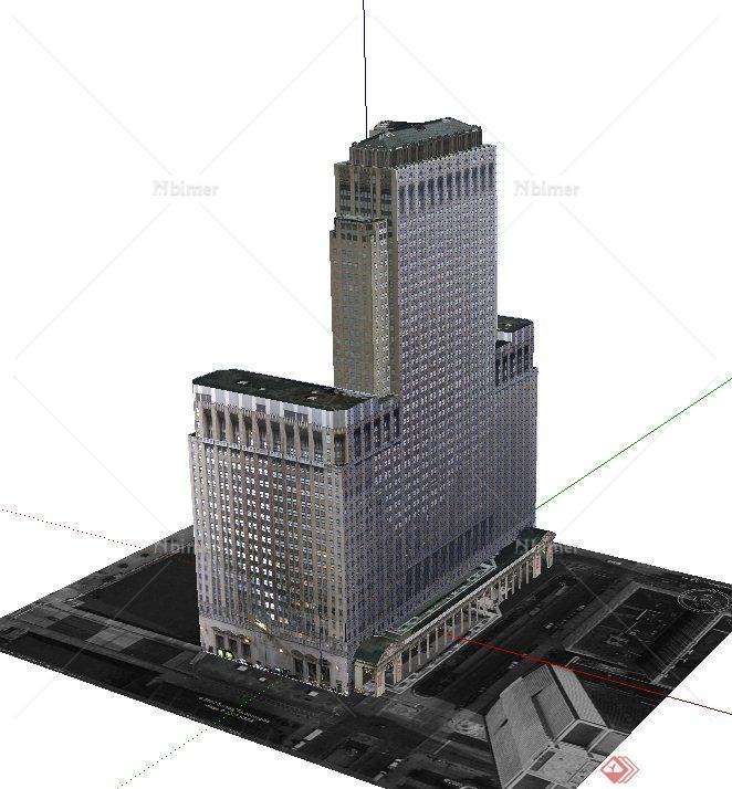 现代高层行政办公大楼建筑设计SU模型