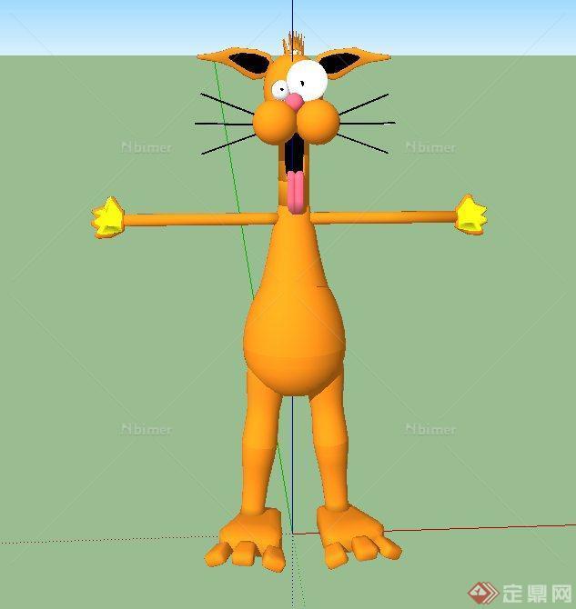 3D动漫人物直立汤姆猫设计SU模型
