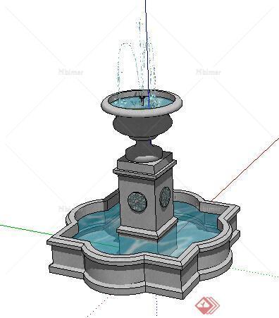 园林景观之喷泉水景设计SU模型9