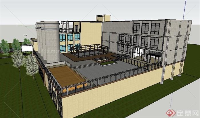 现代风格啤酒博物馆建筑设计su模型