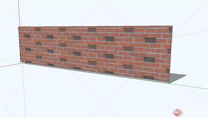 现代砖砌矮墙设计su模型