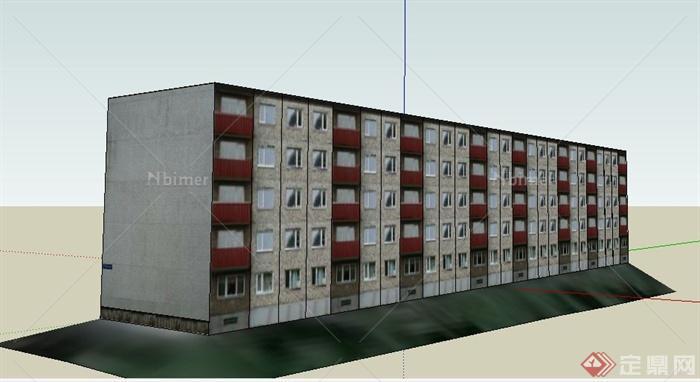 现代单元楼住宅楼建筑设计SU模型