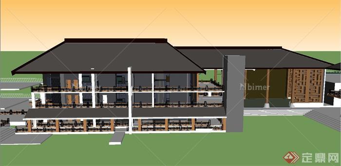 某地度假村酒店综合体建筑设计SU模型