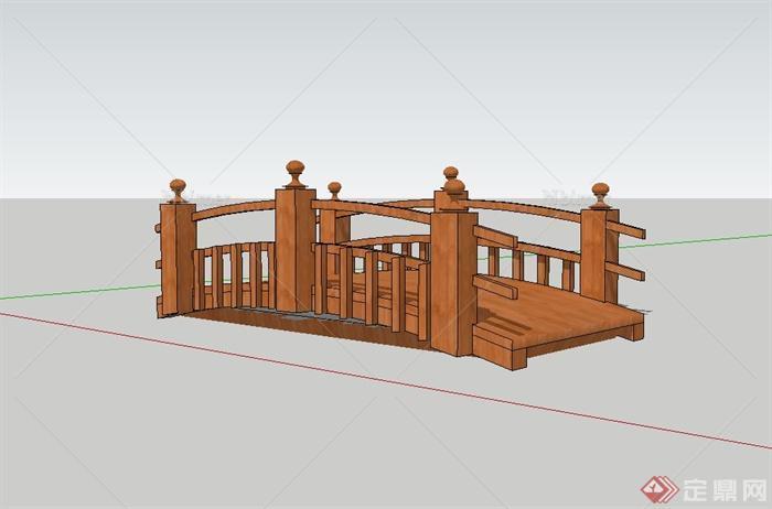 现代风格木质园桥设计su模型[原创]