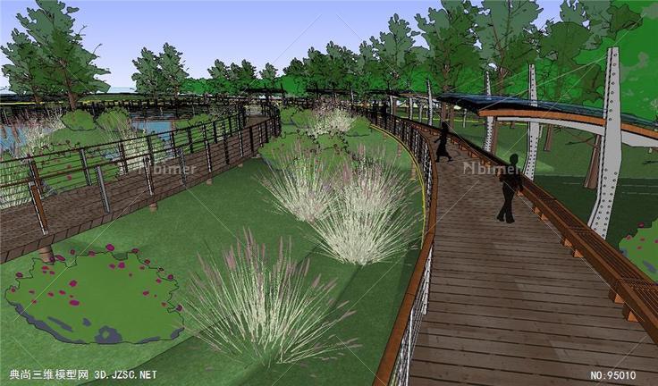 生态湿地栈道廊架SketchUp模型