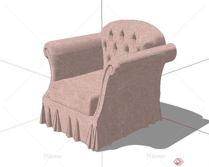 某现代风格单人沙发设计su模型[原创]