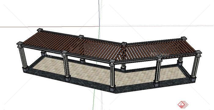 某木制廊架设计SU模型