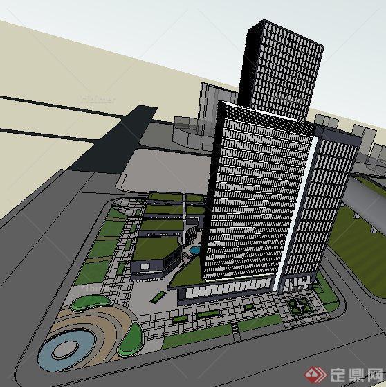 现代超高层办公楼建筑su模型[原创]