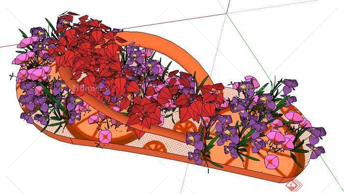 现代拖鞋状花池设计su模型