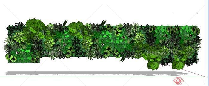 简约垂直绿化植物墙su模型[原创]