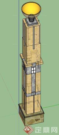 广场路灯灯柱su模型