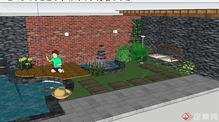 某庭院小花园设计SU模型参考