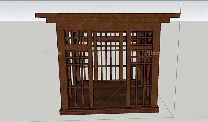 日式木质凉亭su模型