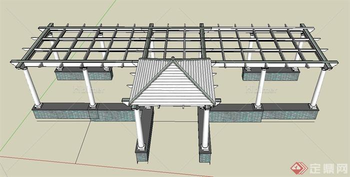 园林景观节点廊亭组合设计SU模型