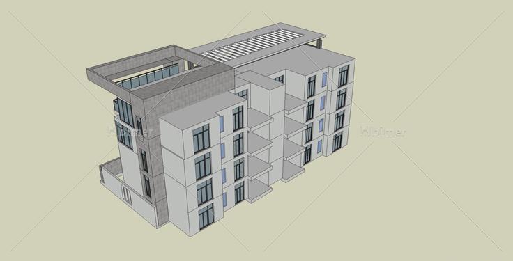 现代多层住宅楼(35479)su模型下载