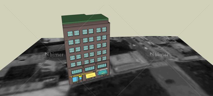 现代多层公寓正立面(80420)su模型下载