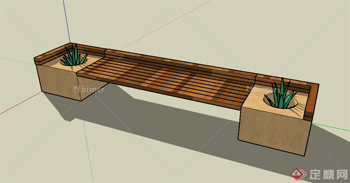 某园林景观室外坐凳设计SU模型素材10