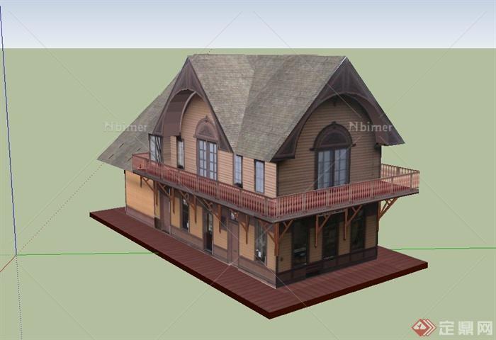 某东南亚两层精致住宅建筑设计SU模型
