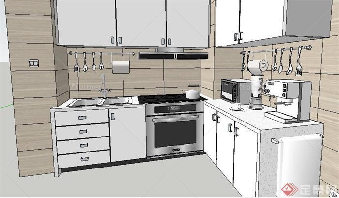 现代风格厨房橱柜组合su模型