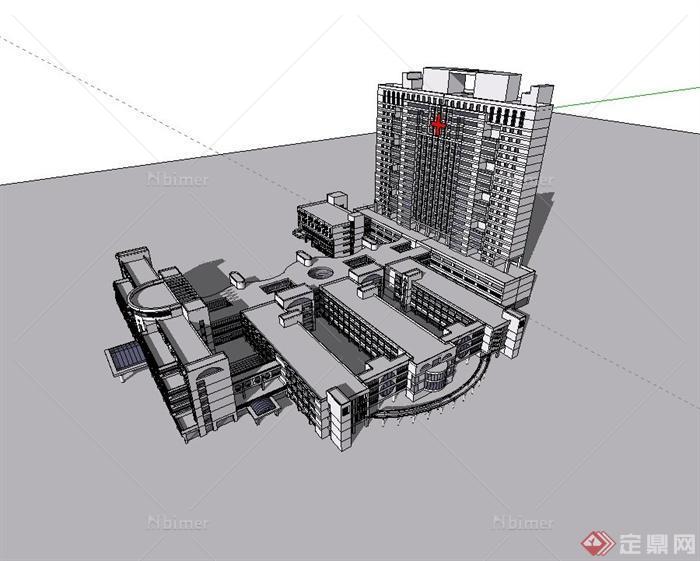 某现代红十字医院建筑设计SU模型[原创]