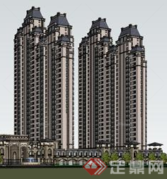 某欧式高层建筑居住楼设计SU模型