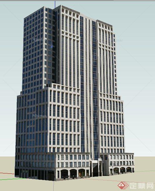 现代简约高层办公楼建筑设计SU模型