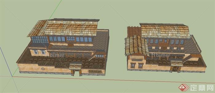 某两层藏式住宅建筑设计SU模型