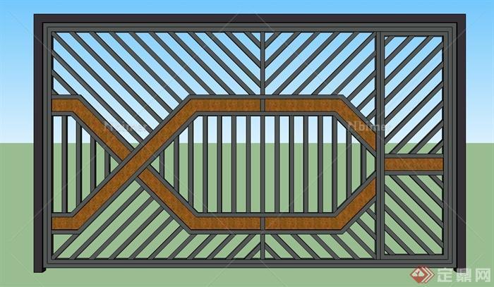 某园林景观现代风格围栏栏杆SU模型