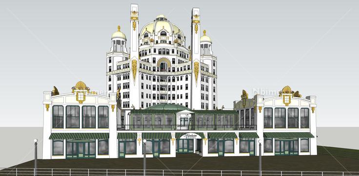 法式风格酒店建筑群sketchup模型