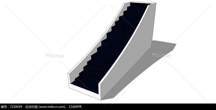 黑白简约现代风格楼梯SU模型