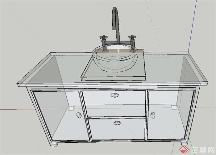 现代室内洗手台设计SU模型